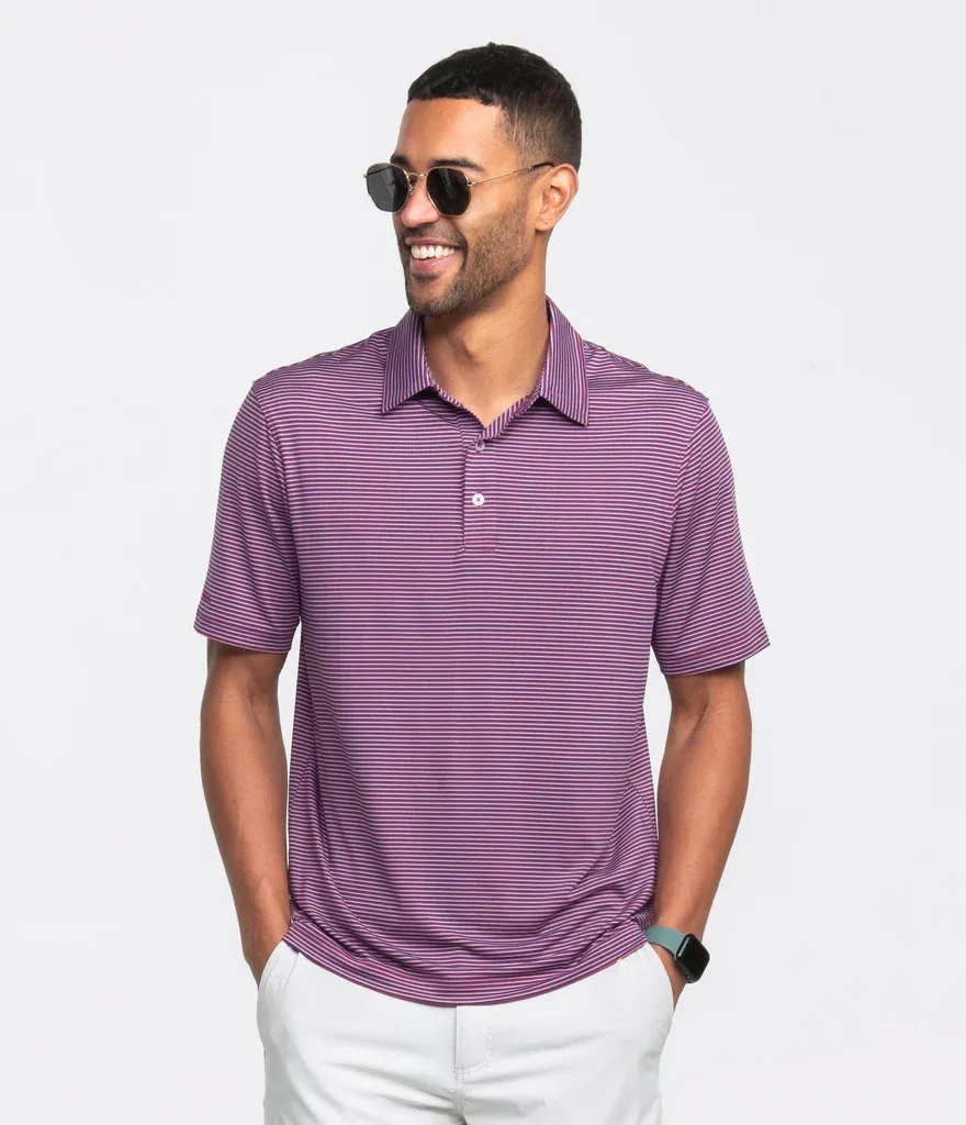 Largo Stripe Polo, Color: Red Bright &amp; Blue, Size: S