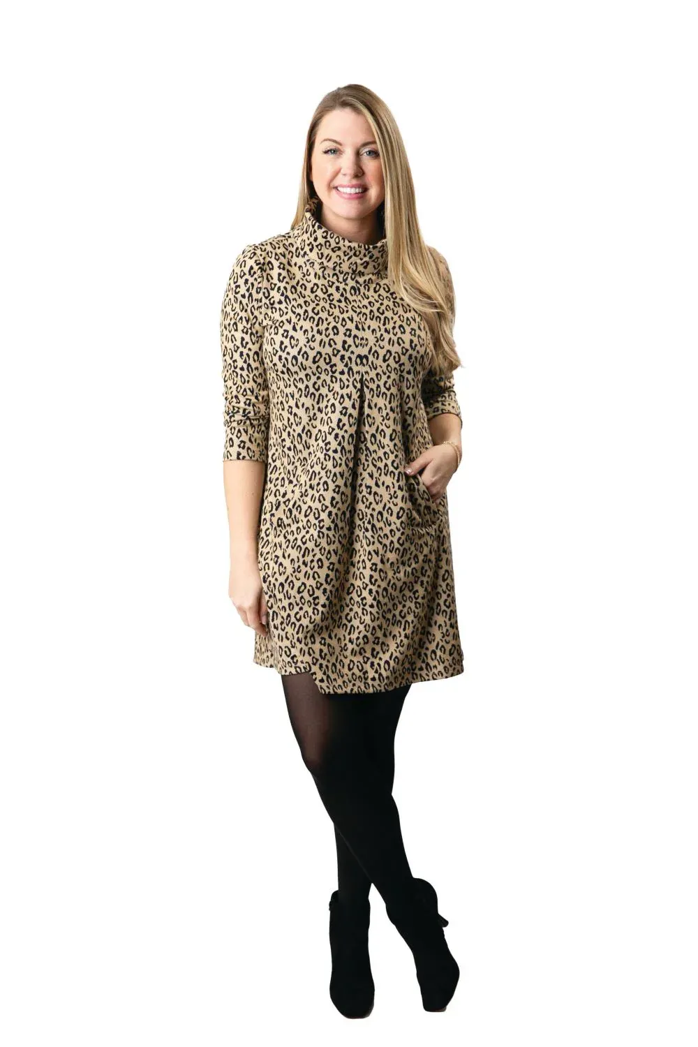 Meghan Dress, Color: Camel Leopard, Size: S