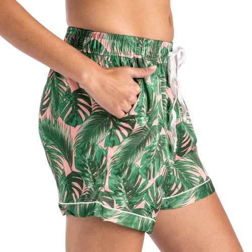 Satin Pajama Shorts, Color: Aloha Bed, Size: S/M