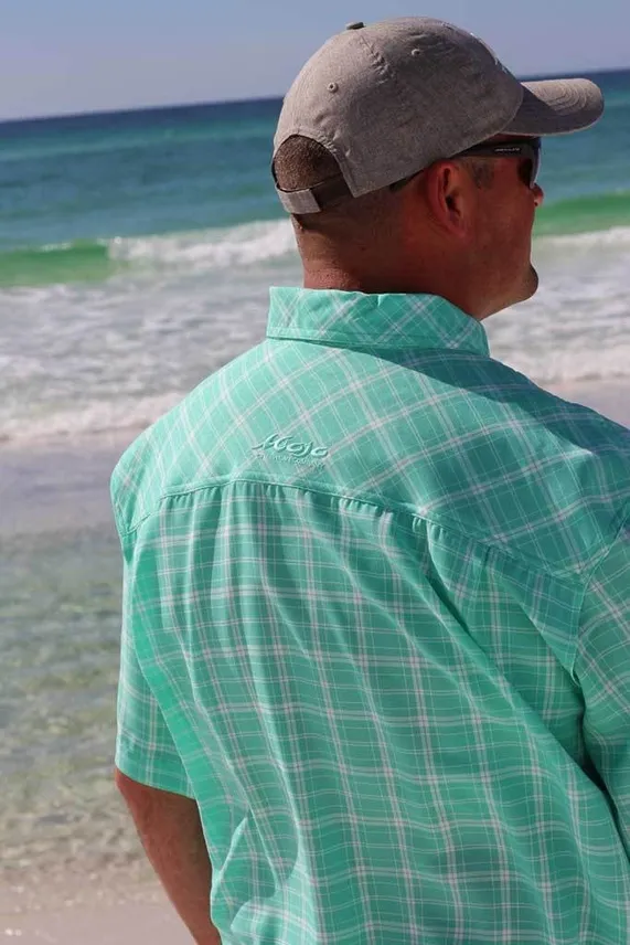 Coastal Plaid Short Sleeve Button Down Shirt, Color: Skiff Green, Size: S