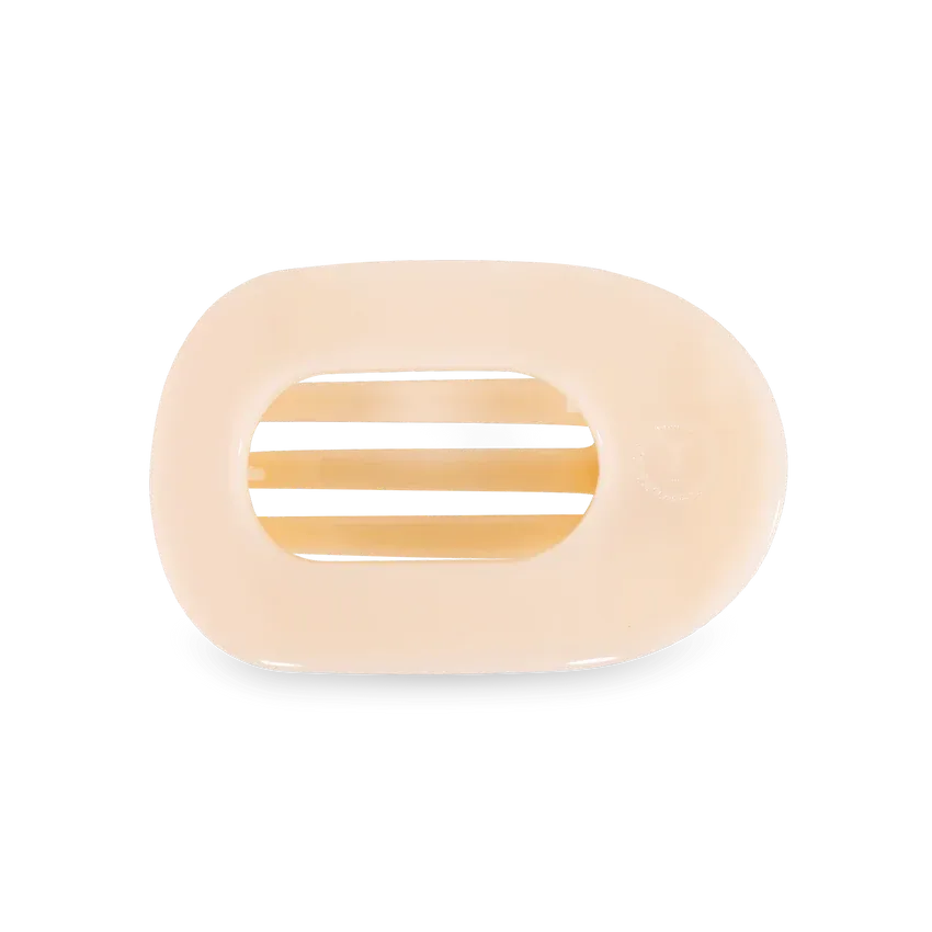 Teleties - Medium Flat Round Hair Clip, Pattern: Almond Beige