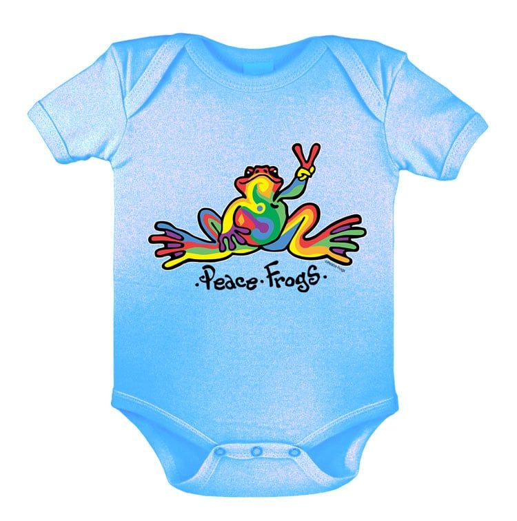 Retro Frog Onesie, Color: Lt. Blue, Size: 6M