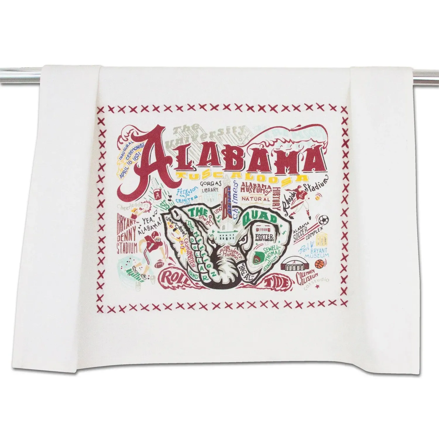 Collegiate Dish Towel, Pattern: Alabama