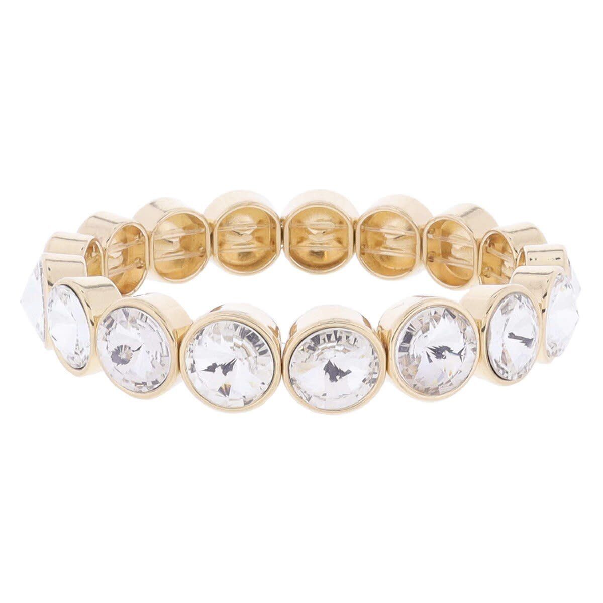 Crystal Bezel Stretch Bracelet, Color: Clear