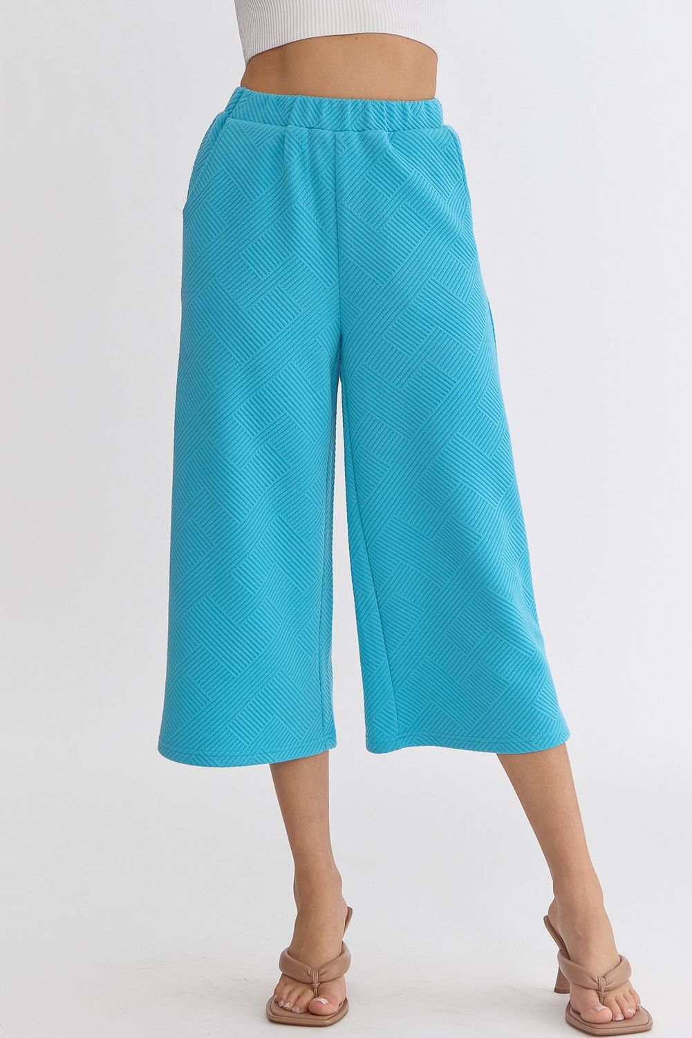 Ribbed Pants, Color: Aqua, Size: S