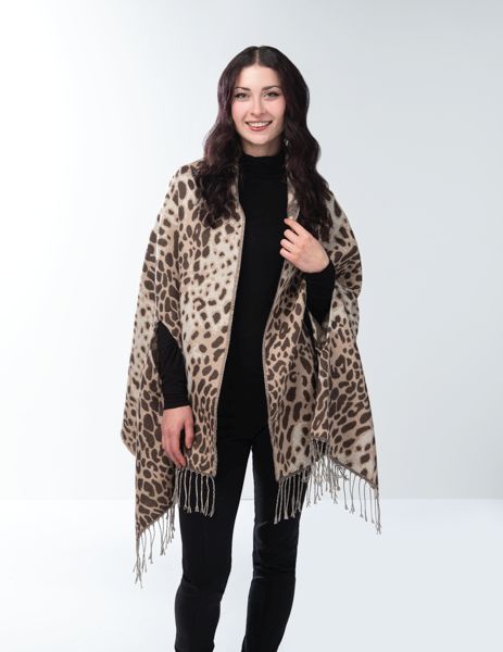 Leopard  Print Scarf / Wrap O/S, Color: Khaki