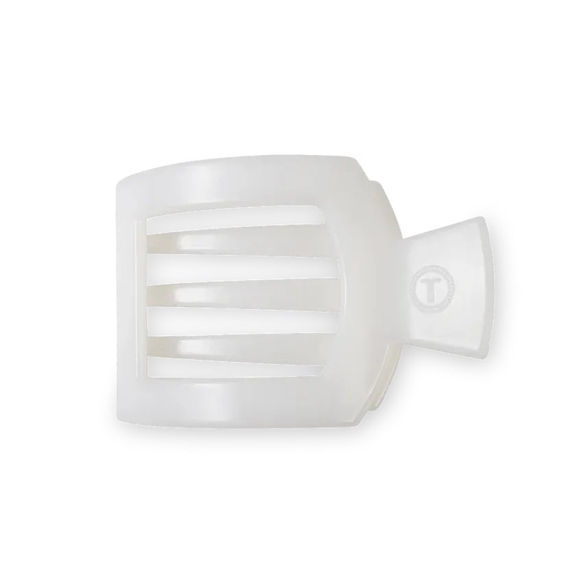 Teleties - Small Flat Square Hair Clip, Color: Coconut White