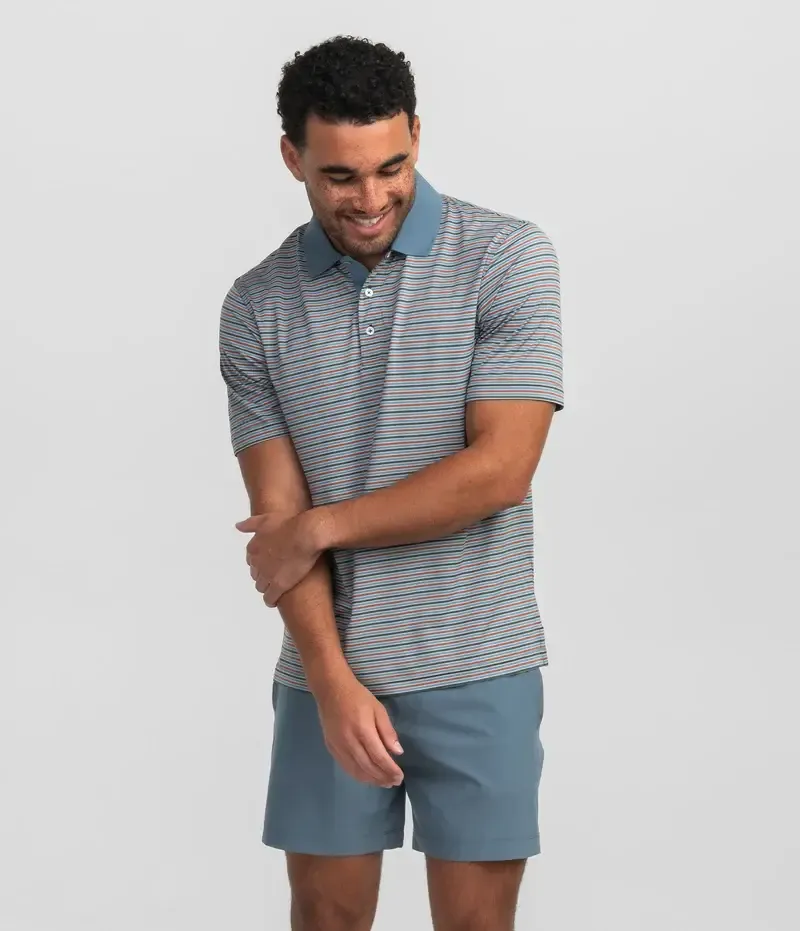 Tucker Stripe Polo , Color: Country Blue, Size: SM