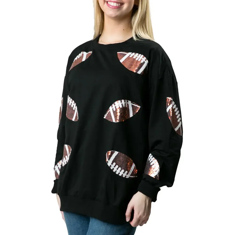 Football Sweatshirt, Color: Black, Size: S/M