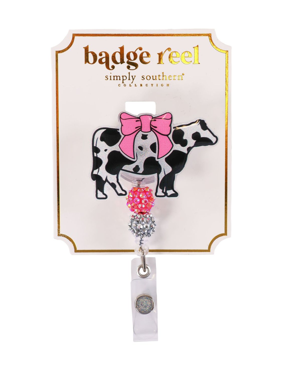 Badge Reel, Pattern: Black Cow