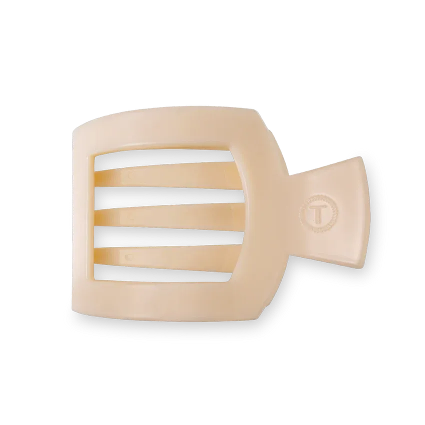 Teleties - Medium Flat Square Hair Clip, Color: Almond Beige