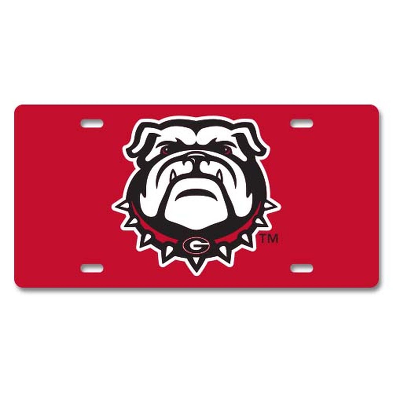 Georgia Bulldog Metal Car Tag- Red W/ Bulldog Head