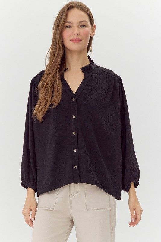 Solid 3/4 Dolman Sleeve Top