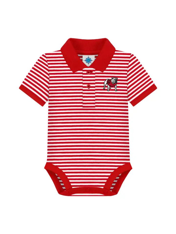 Georgia Bulldog Striped Polo Onesie