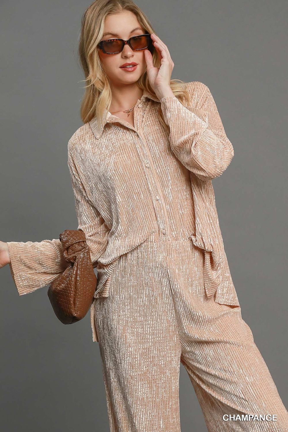 Velvet Collared Button Down Shirt