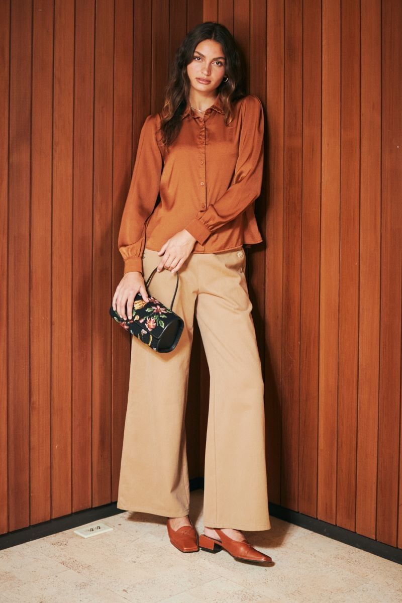Soft Satin Button Front Shirt
