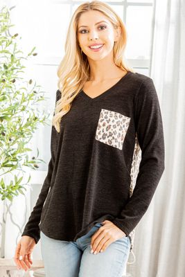 Leopard Contrast Knit Top