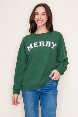 &#39;Merry&#39; Cloudy Knit Graphic Sweatshirt