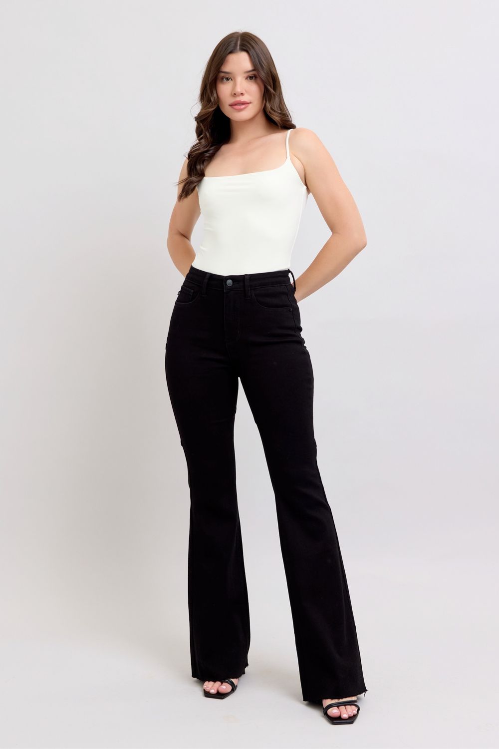 High Waisted Star Seam Detail Flare