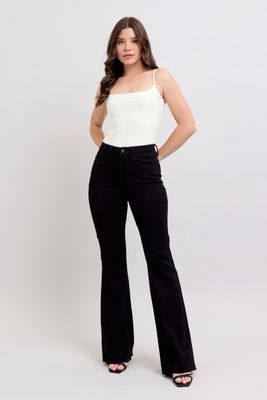 High Waisted Star Seam Detail Flare