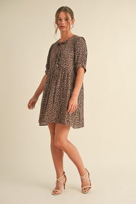 Leopard Printed Tie String Dress