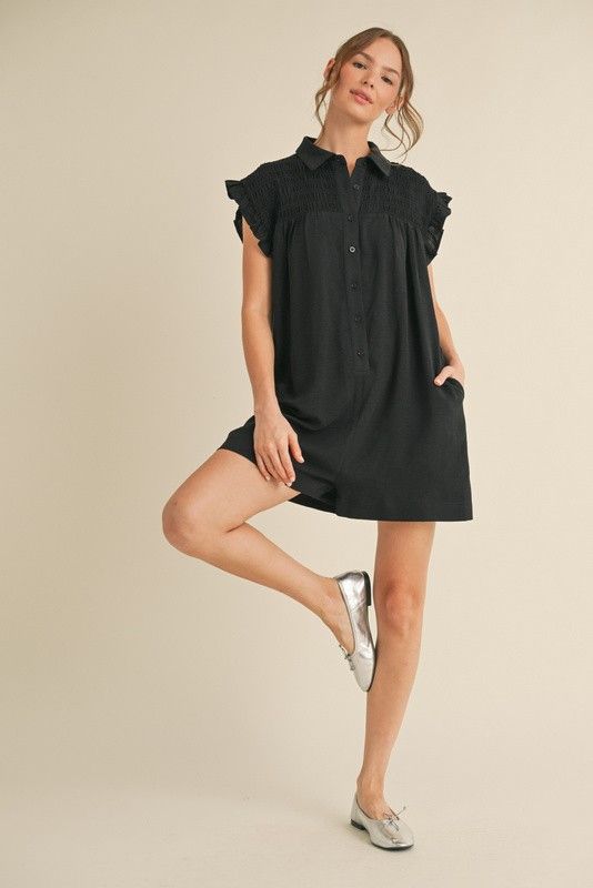 Solid Collar Jumpsuits with Pockets