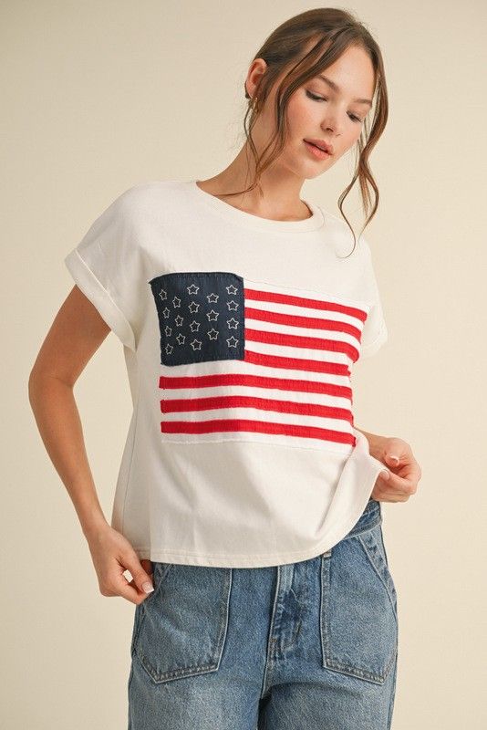 American Flag Short Sleeve Top