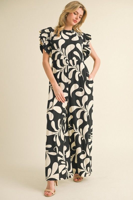 Print Flutter Sleeves Jumpsuit