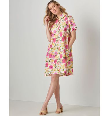 Linen Blend Print Dress