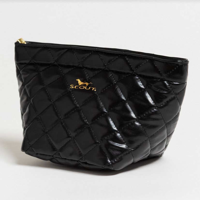 Makeup Bag Medium Crown Jewels, Pattern: Black Quilted