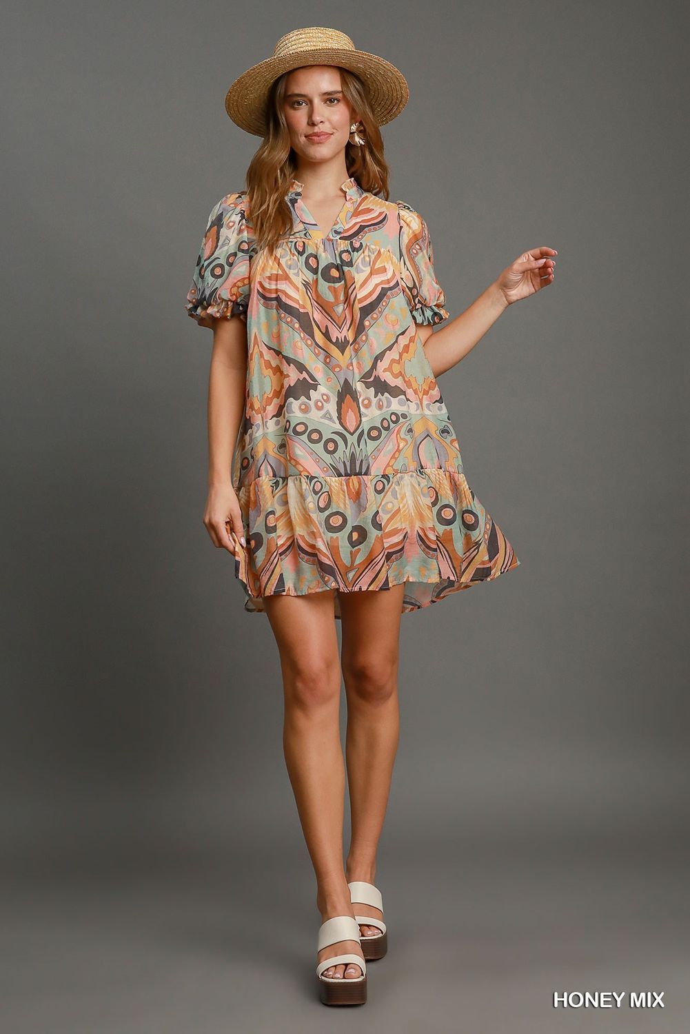 Abstract Print Mini Dress