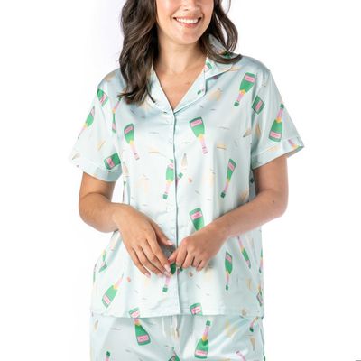Boots &amp; Bubbles Satin Pajama Top