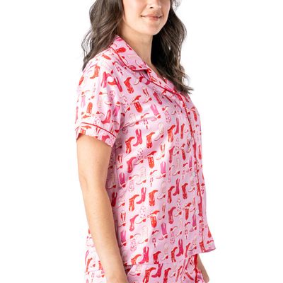 Boots &amp; Bubbles Satin Pajama Top