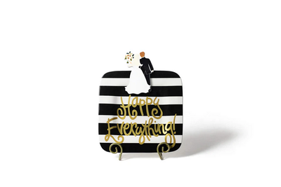 Happy Everything Black Stripe Mini Square Platter