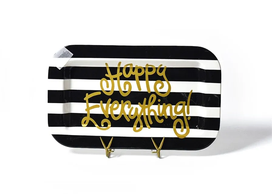 Happy Everything Black Stripe Mini Rectangle Platter