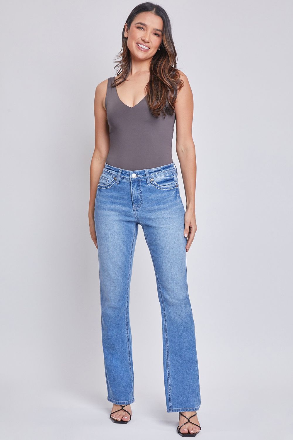 Missy Mid-Rise Faux Flap Pocket Bootcut Jeans