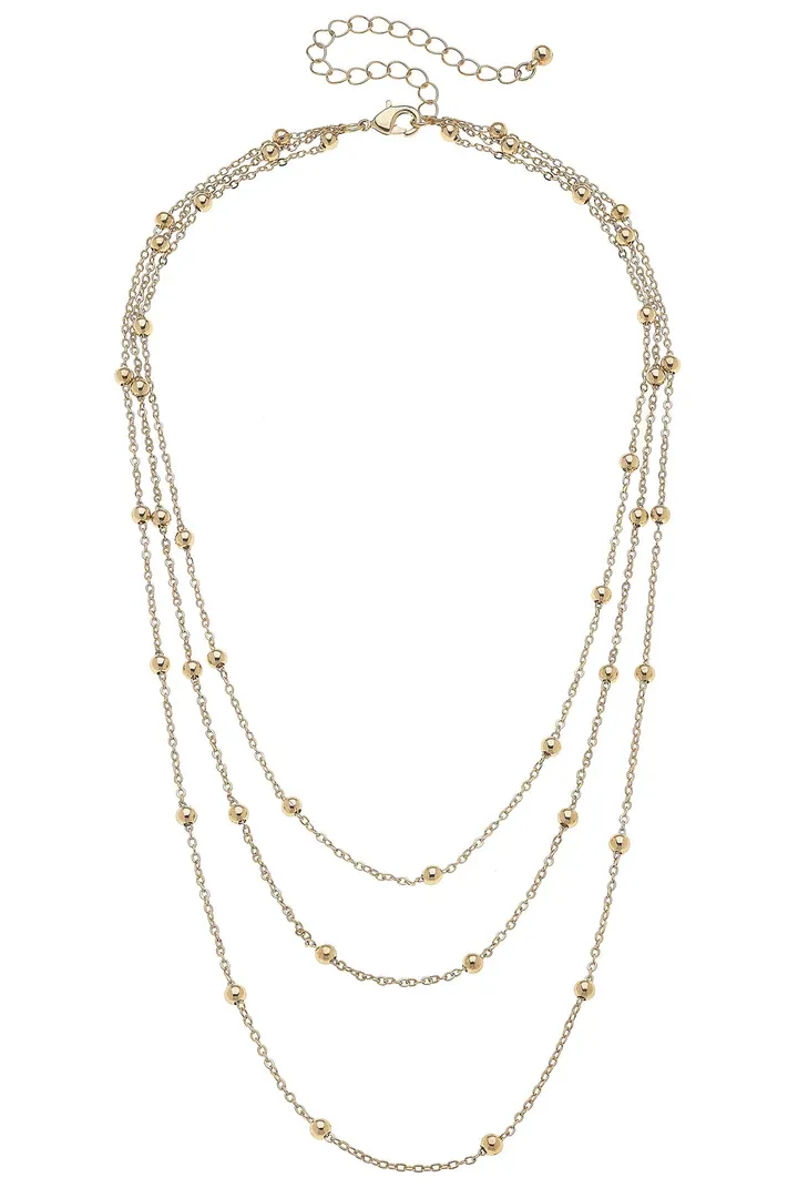 Laken 3-Row Layered Saturn Chain Necklace - Gold