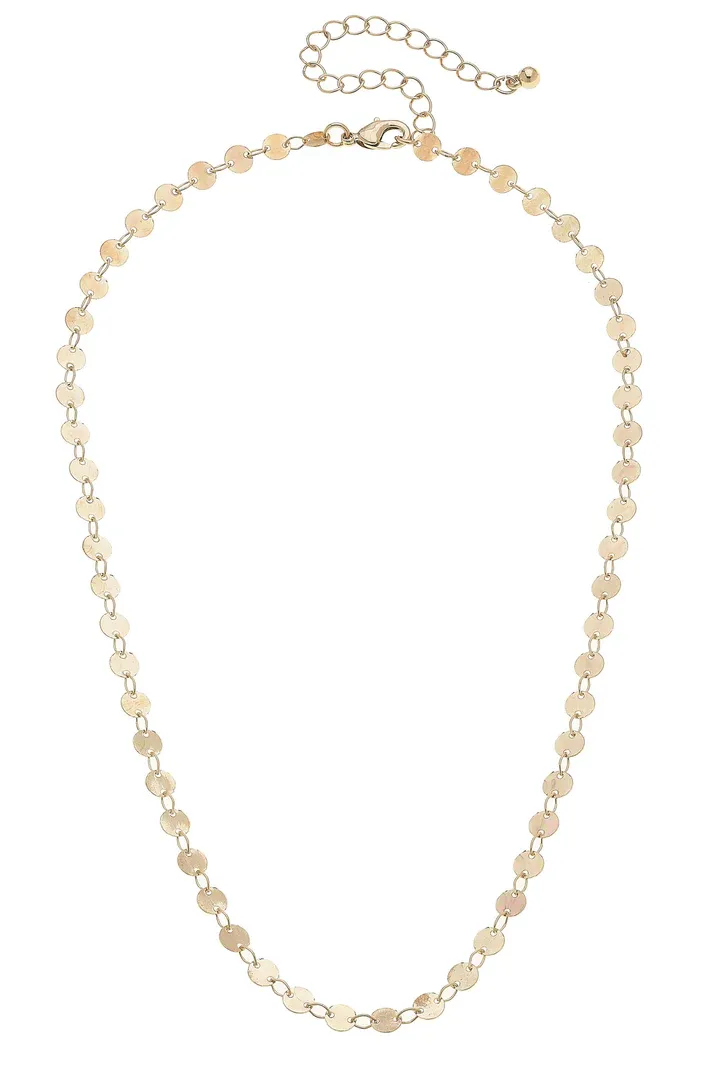 Leandra Delicate Disc Chain Necklace in Shiny Gold