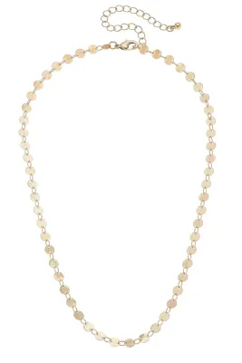 Leandra Delicate Disc Chain Necklace in Shiny Gold