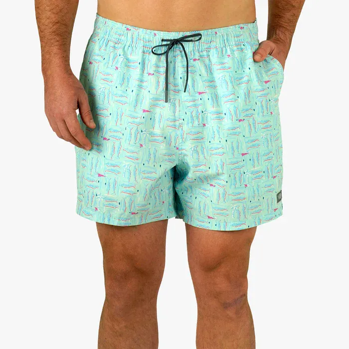 Strike Short Printed Swimwear, Color: Shoreline Blue, Size: S