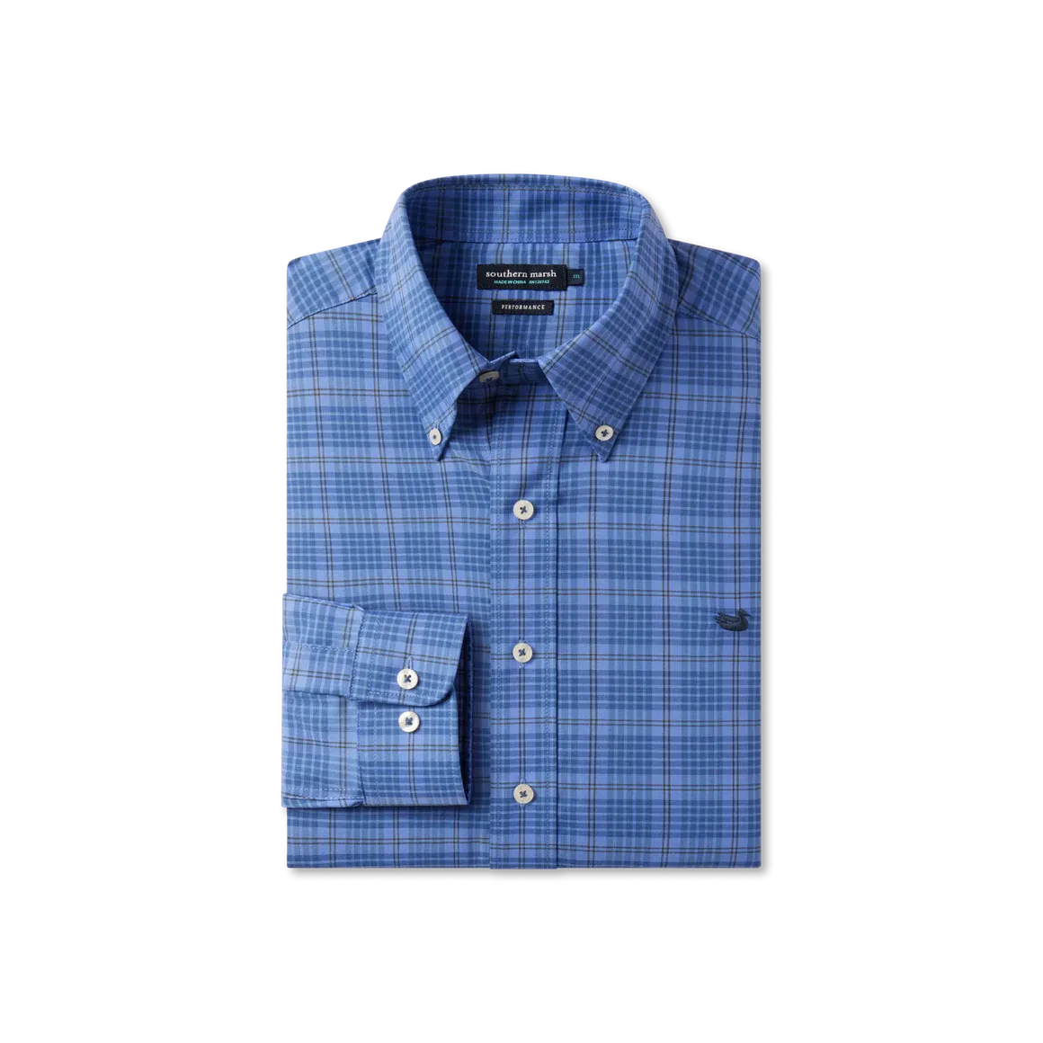 Calabash Performance Dress Shirt, Color: French Blue &amp; Blue, Size: S