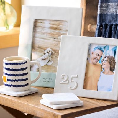 Blue and White Zig Zag Stripe Ceramic Mug - 14oz