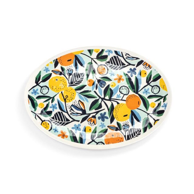 Citrus Blooms Bamboo Large Melamine Oval Platter - 20x14in