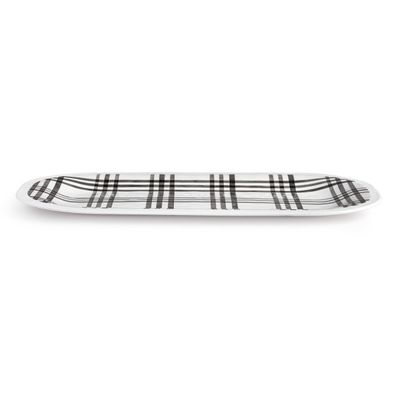 Black Plaid Medium Melamine Rectangular Platter