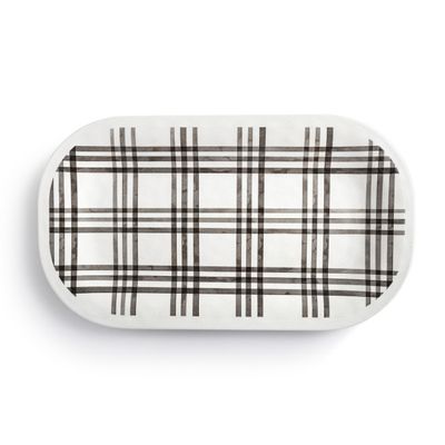 Black Plaid Medium Melamine Rectangular Platter