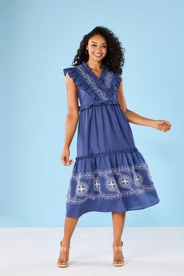 Radford Embroidered Midi Dress