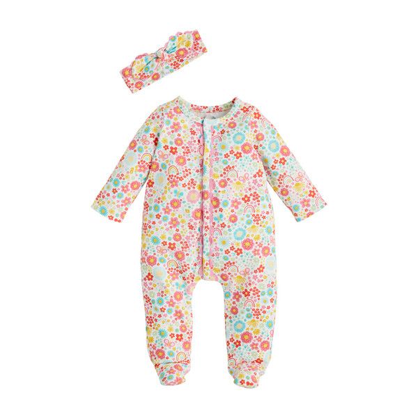 Rainbow Floral Baby Sleeper Set