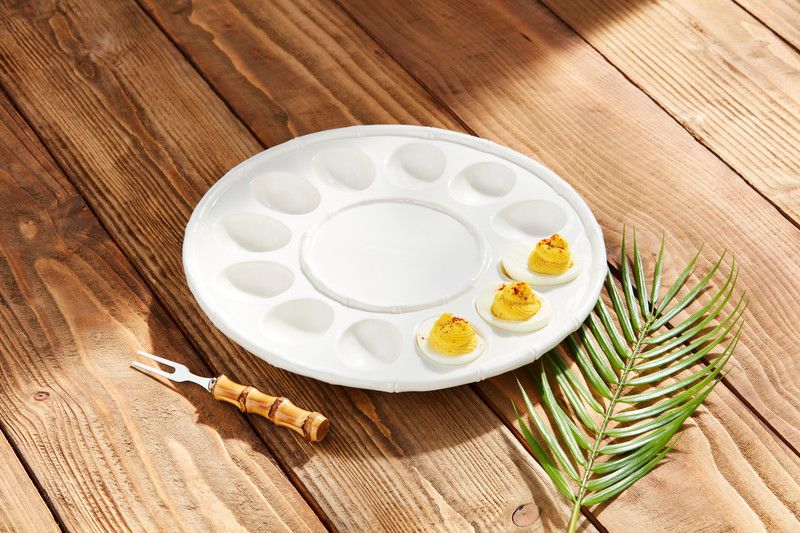 Ceramic Bamboo Deviled Egg Tray Set