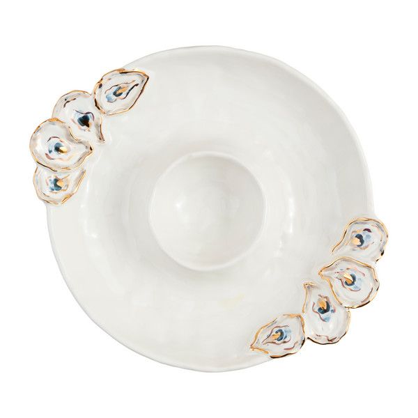 Round Oyster Chip And Dip Server