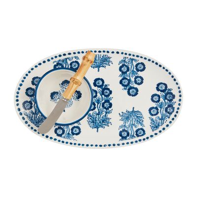 Block Print Tray And Tidbit Set